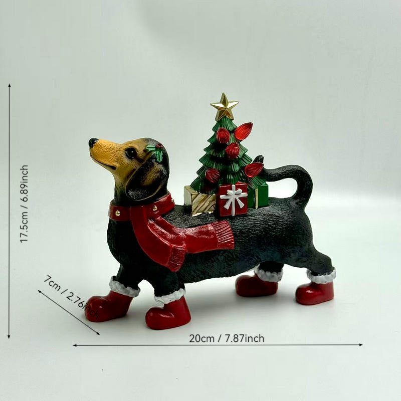 American country style Christmas figurine with dog design