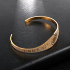 Saint Benedict titanium steel men's bracelet with golden medal finish