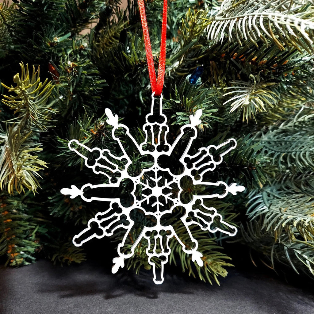 Boxwood snowflake pendant displayed as festive faith-based home decoration