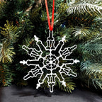 Boxwood snowflake pendant displayed as festive faith-based home decoration