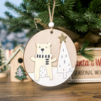 Painted wooden snowman pendant ornament with cheerful Christmas design