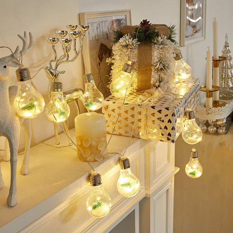 Warm white Christmas light string illuminated for indoor home decoration
