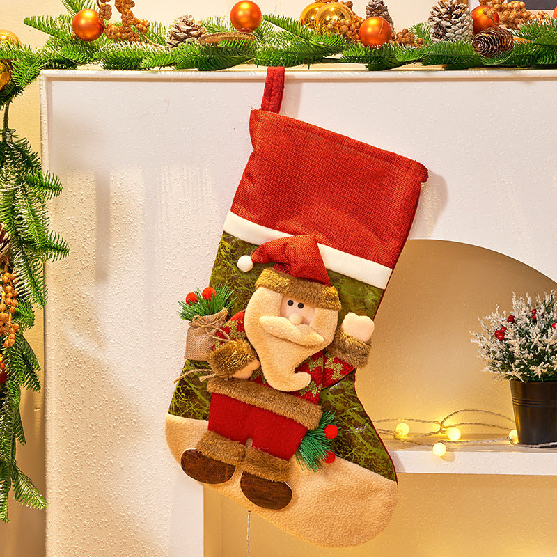 Large cloth Christmas candy bag decoration for fireplace or tree display