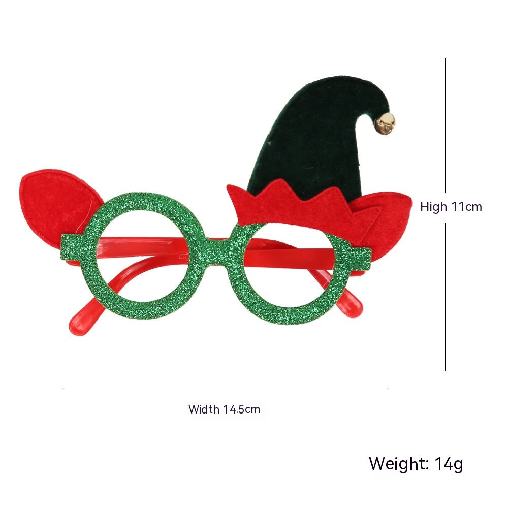 Playful Christmas glasses with long deer antlers - festive party frames