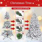 Flocked PVC Christmas tree with pine cone decorations in a living room setting