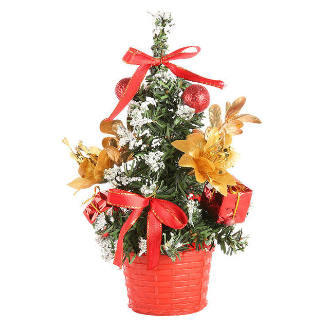 Set of four mini Christmas trees in various colors for family holiday display