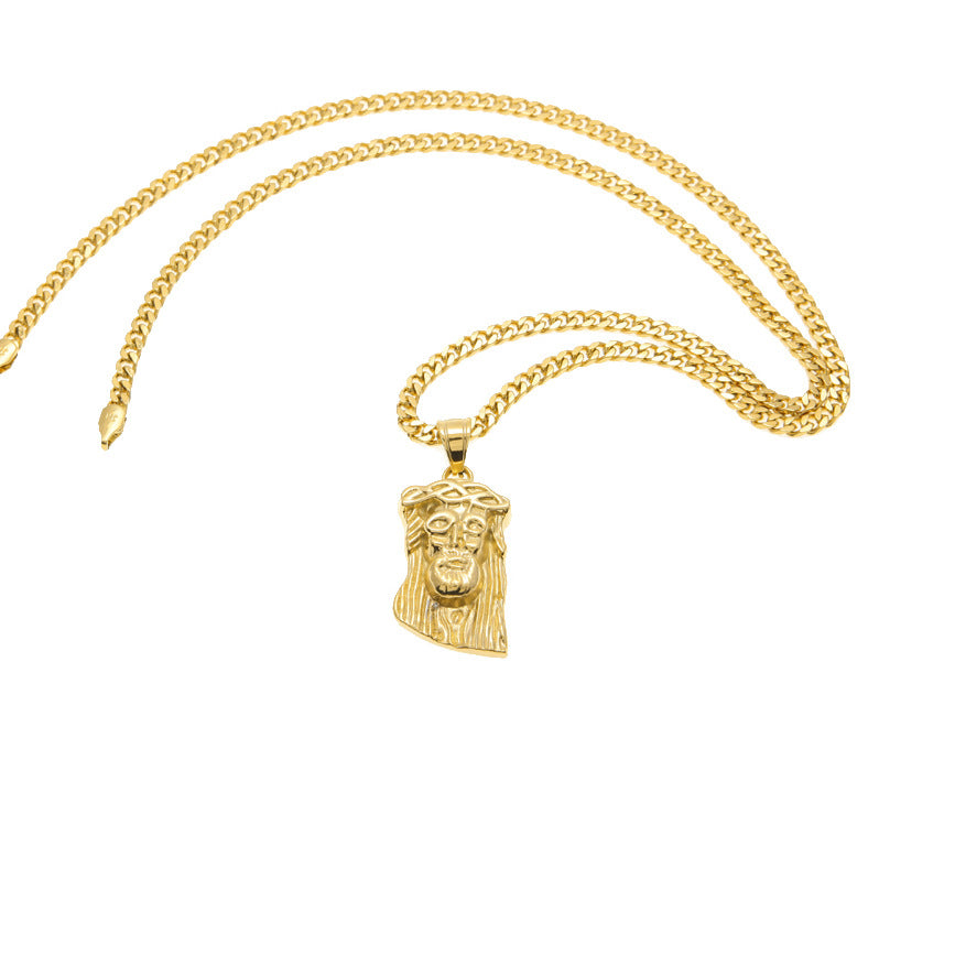 Jesus pendant with hip-hop style aesthetic in stainless steel
