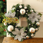 Christmas wreath displayed on door for holiday welcoming decoration