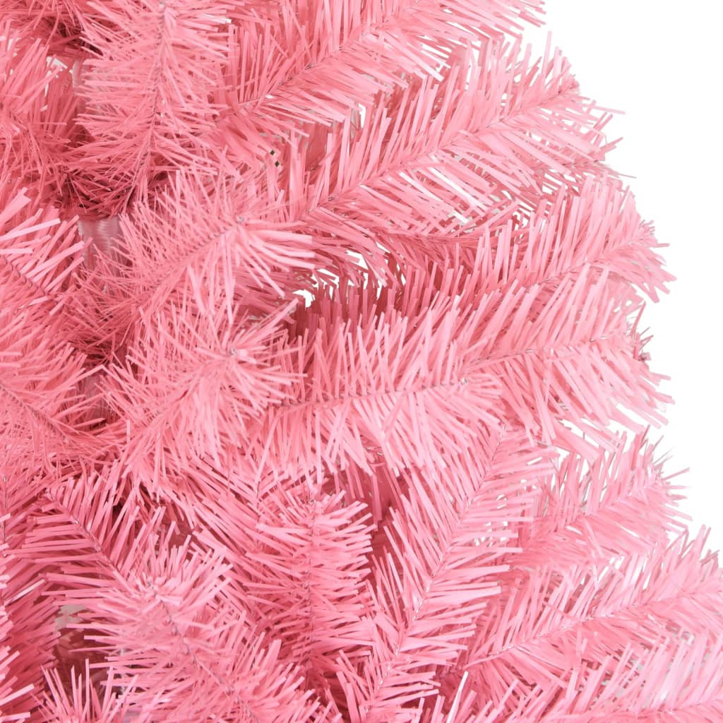 Full view of assembled pink Christmas tree 150 cm height