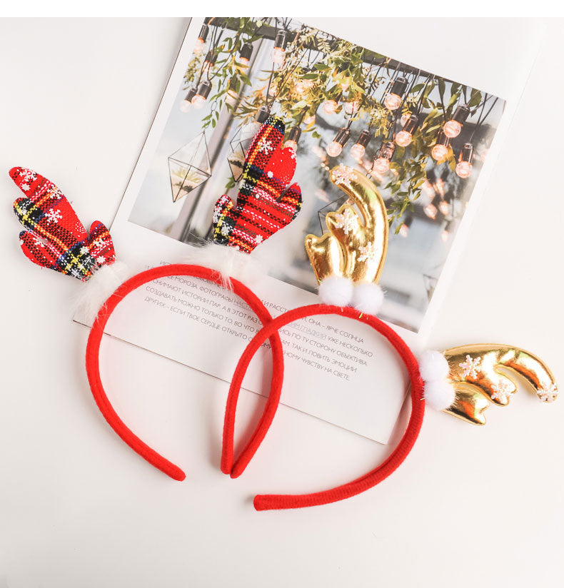 Festive fabric antler headband for Christmas decorating and holiday fun Main image