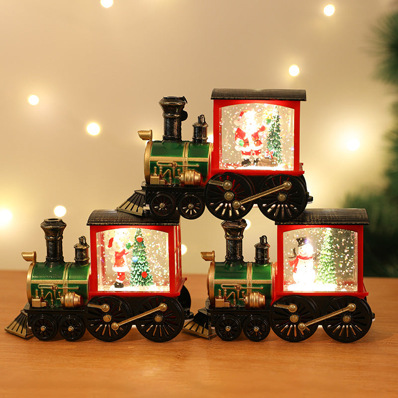 Compact Christmas train lamp for bedside table display