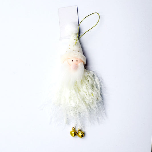 White angel plush pendant with halo and wings for Christmas tree decor