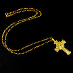 Man wearing thorn crown crucifix pendant necklace