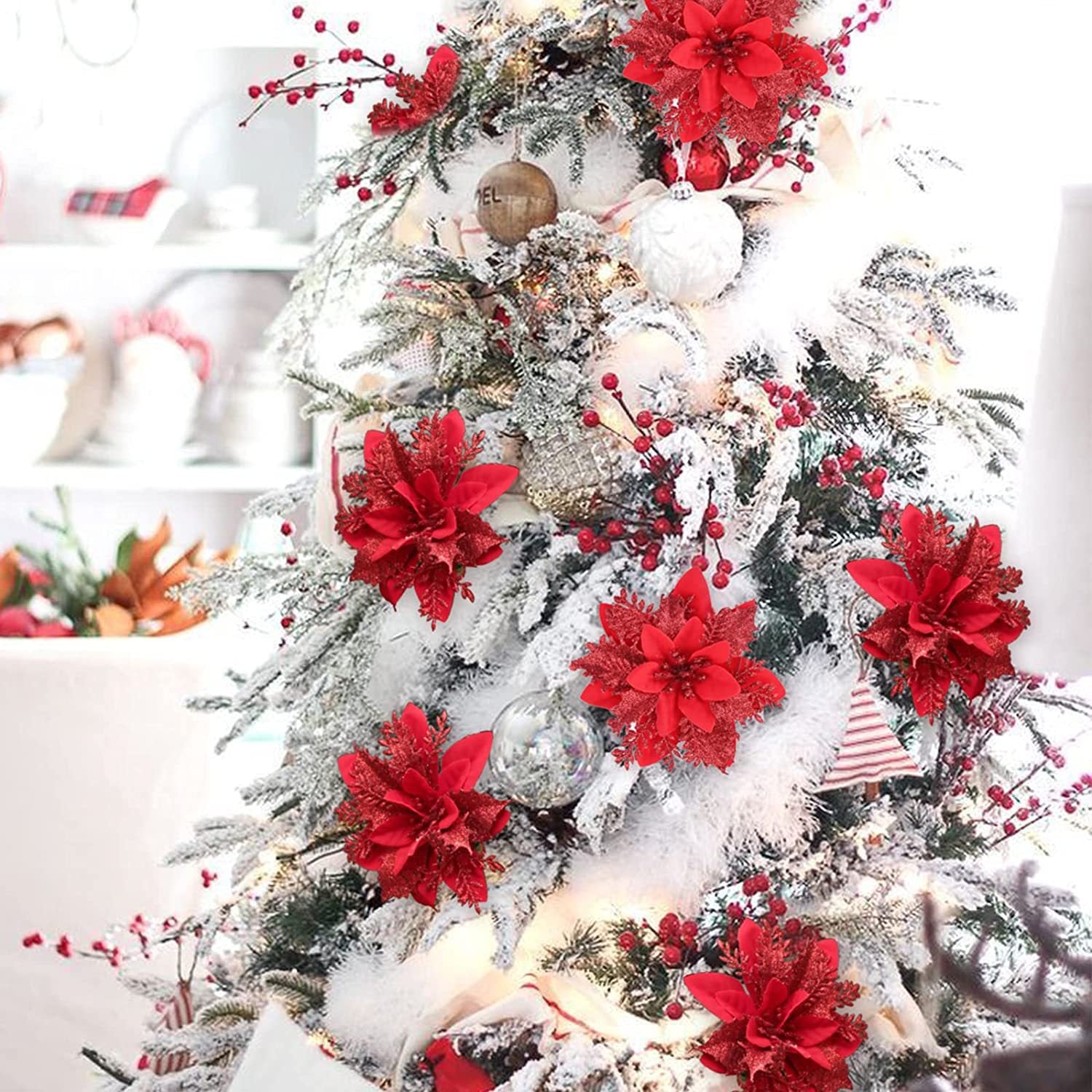 Double-layer gold Christmas flower ornament on dark background Main image