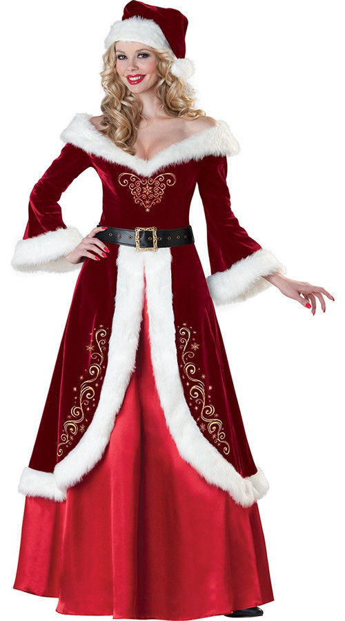 Santa couple costume set with corduroy fabric and festive styling