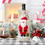 Christmas wine bottle bag featuring Santa Claus design in linen cloth
