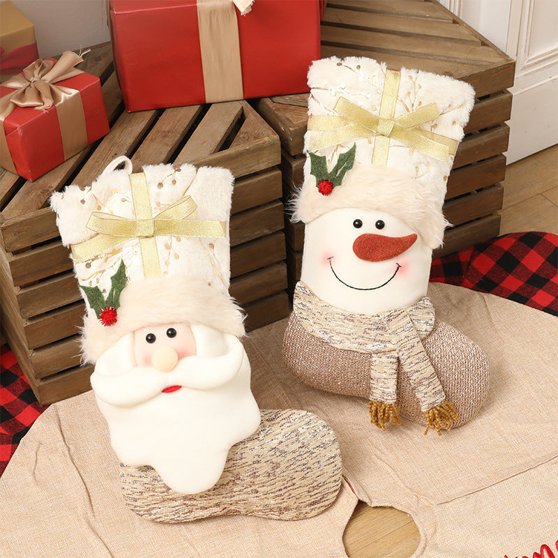 Cozy Christmas decor featuring a white Nordic stocking as a centerpiece accent