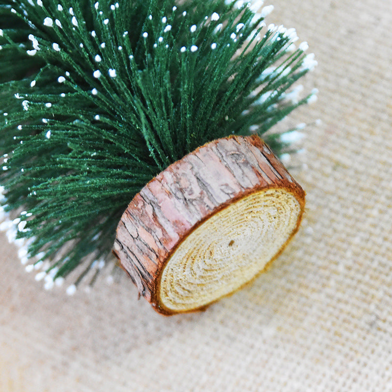 Set of pine needle Christmas tree ornaments in multiple heights