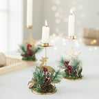 Golden Star Candlestick - Wrought Iron Christmas Window Decoration - Christian Home Decor