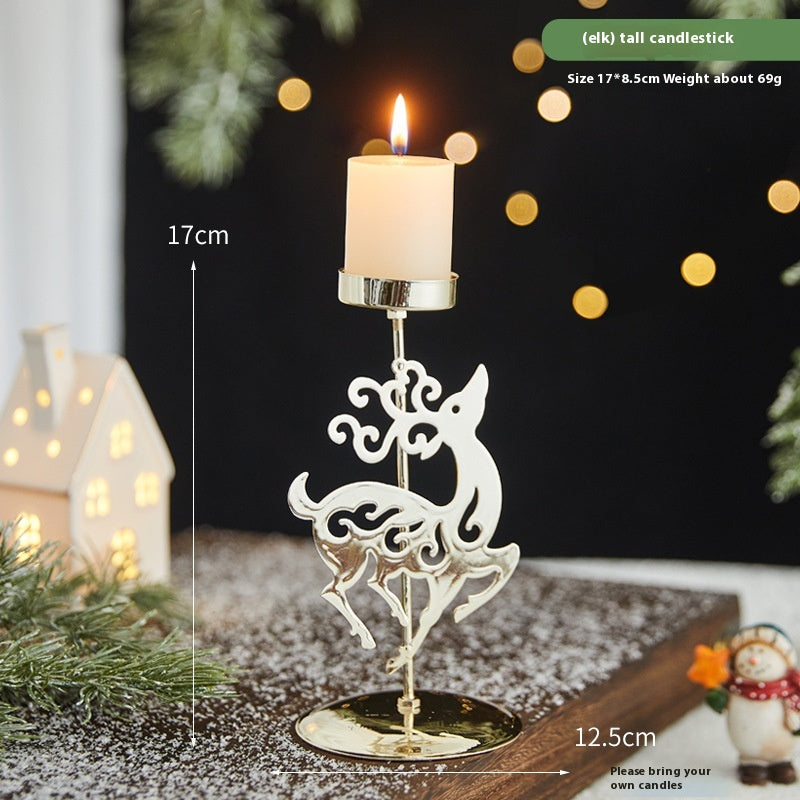 Wrought iron Christmas flower candlestick with five stars design for holiday gathering