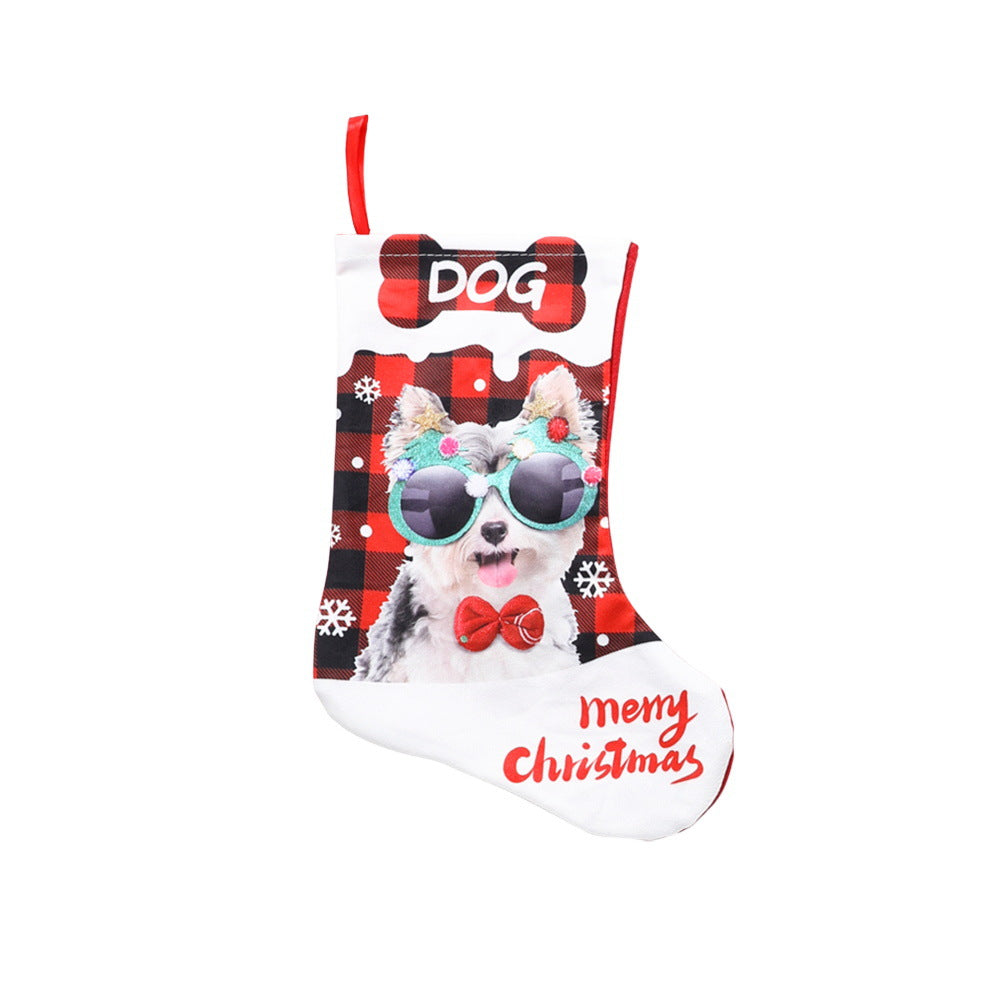 Set of plaid pet Christmas decorations in festive color combinations for holiday seasonal display