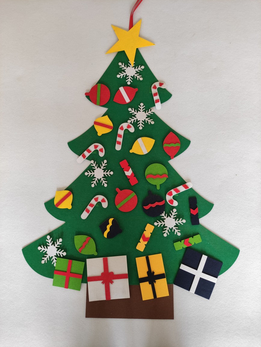 Children creating Christmas tree decorations together