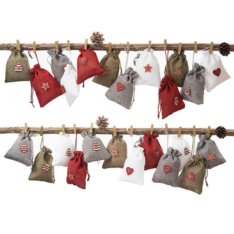 Linens Christmas gift bags displayed as festive home decor accessory