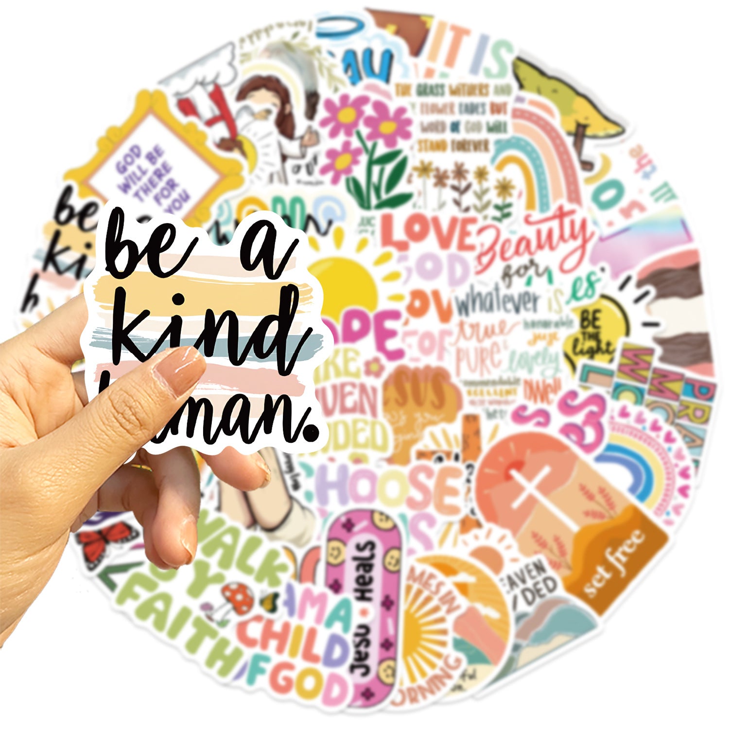 Waterproof Christian stickers with precision printing for laptops, water bottles, and faith-inspired decorating