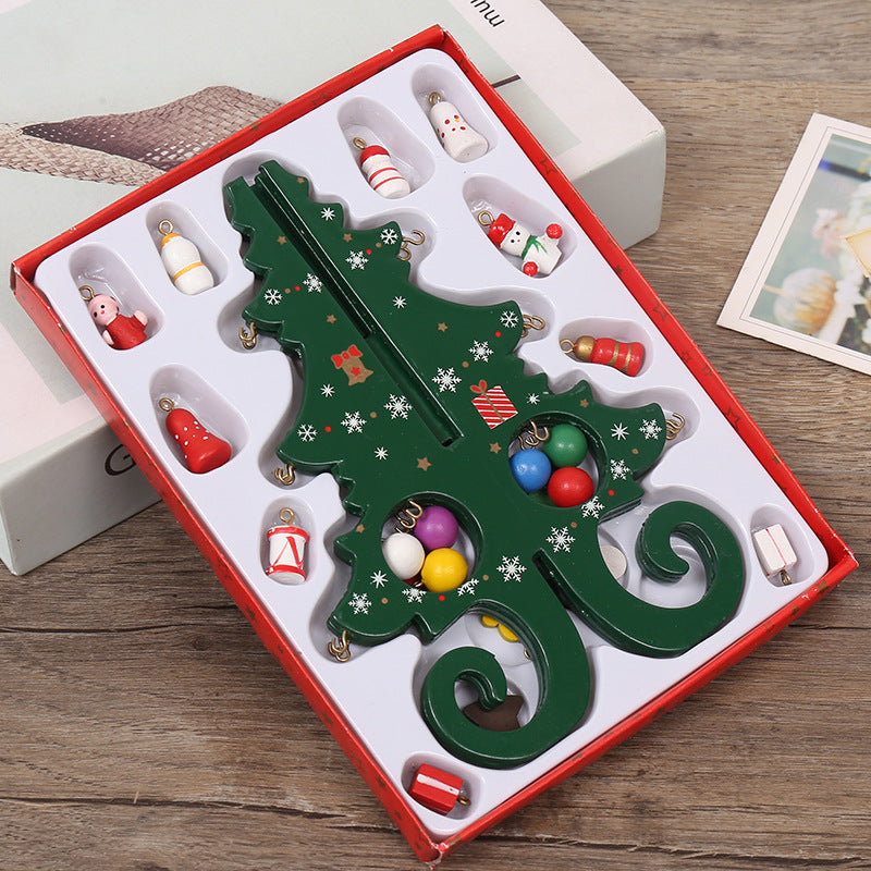 MDF Christmas tree scene ornament with festive holiday design