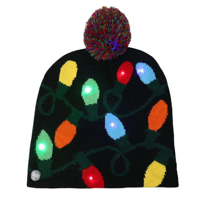 Christmas tree themed LED light up hat for adults and children