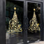 Golden cartoon Christmas tree sticker with snowflakes for holiday decorating