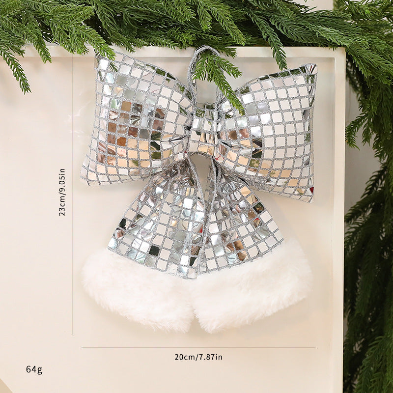 Gold sequin large Christmas tree bow decoration with reflective finish