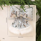 Gold sequin large Christmas tree bow decoration with reflective finish