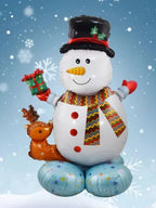 Assorted Christmas balloon decorations including gift socks and sweet house designs