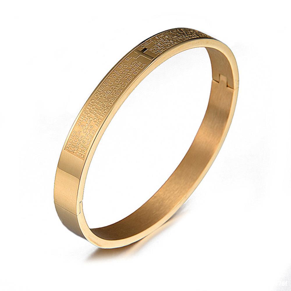 Stainless steel cross bible bracelet for men featuring scripture design with cross motif and masculine styling Main image
