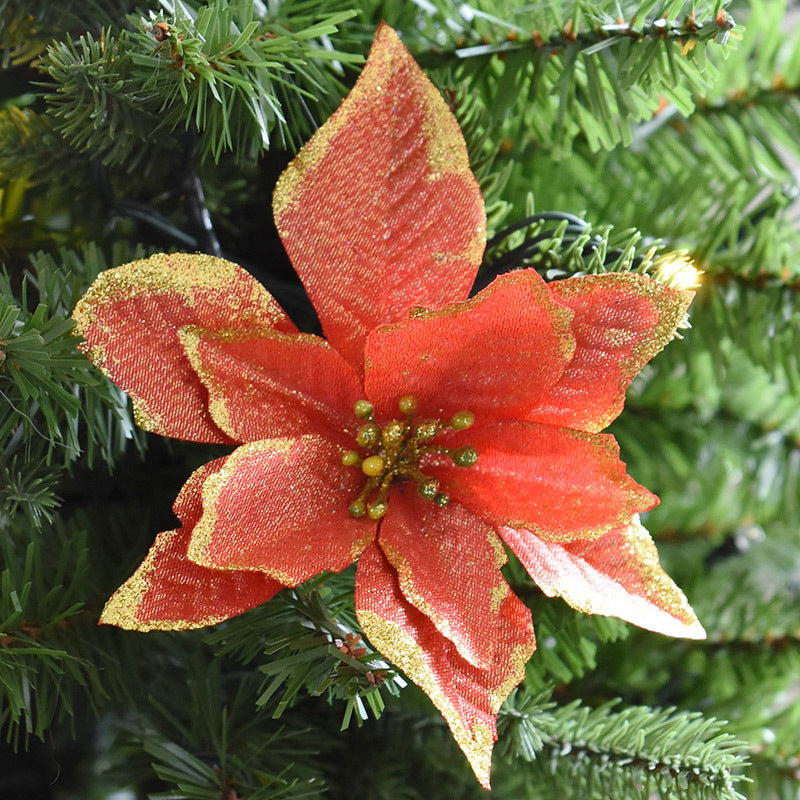 Festive gold Christmas flower set of ten pieces