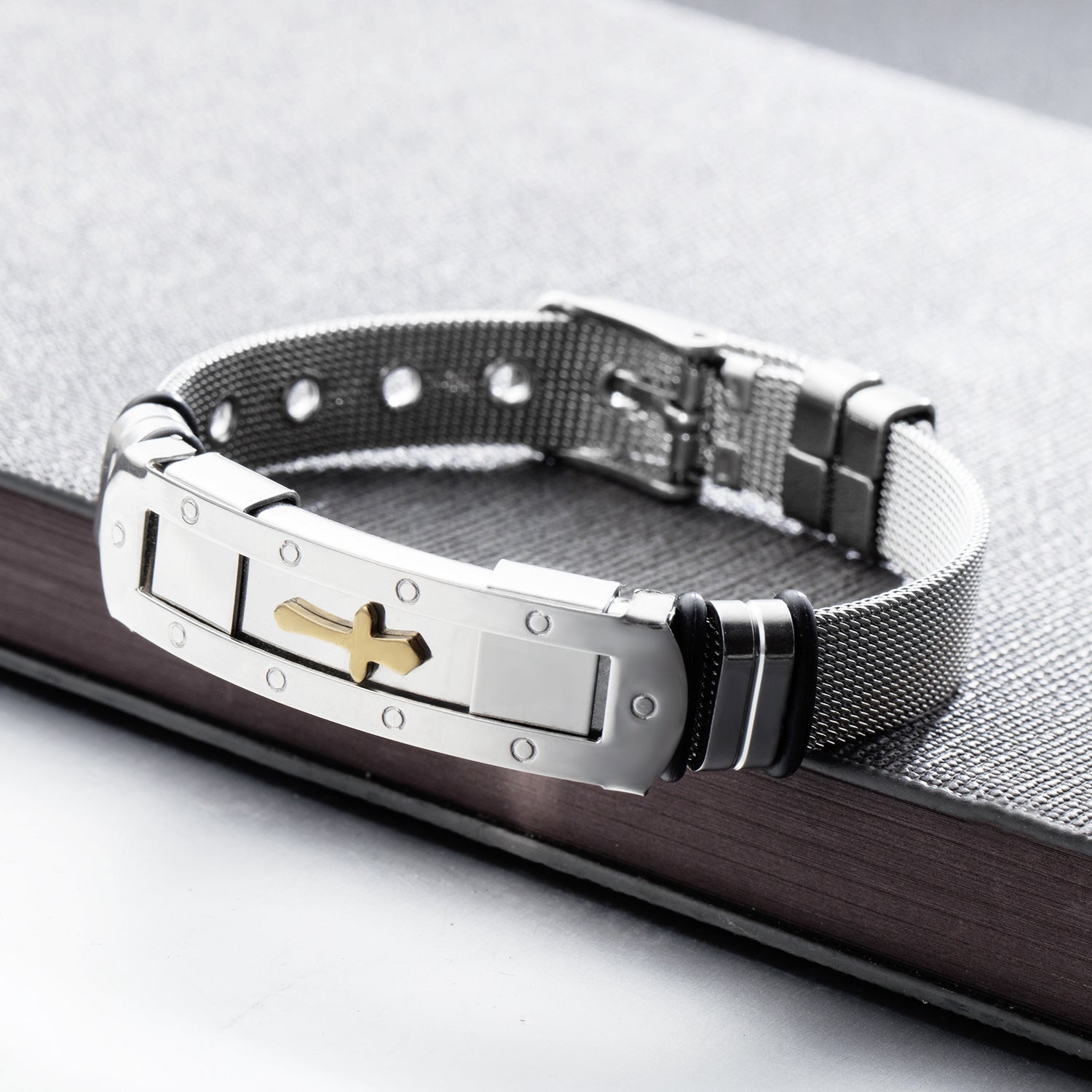 Stainless Steel Cross Charm Bracelet for Men Secondary image