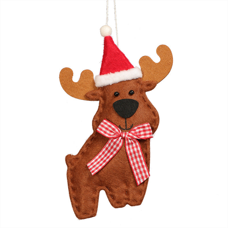 Set of 3 reindeer Christmas pendants in non-woven fabric for faith-filled holiday decor