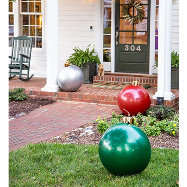 Red inflatable Christmas ball ornament with glossy finish Main image