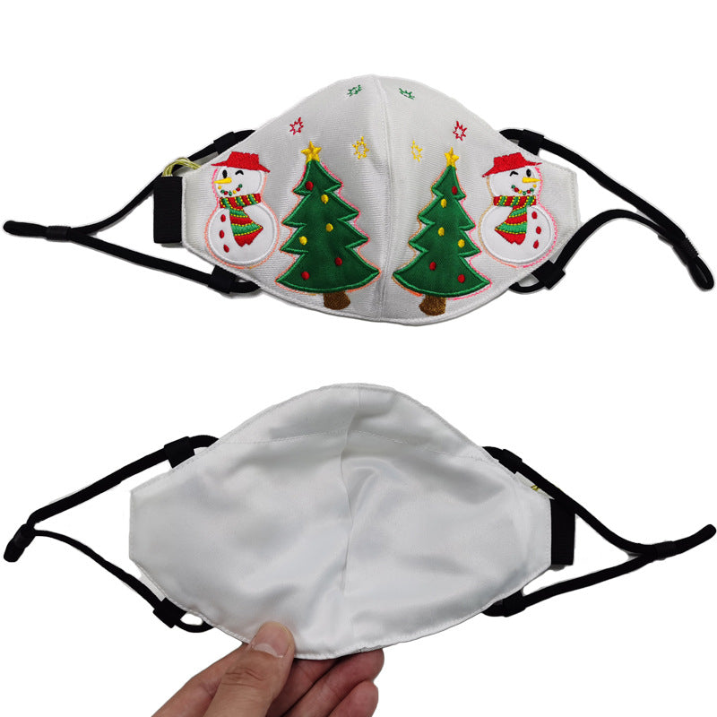 Festive holiday mask worn at Christmas celebration