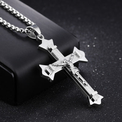 Stainless Steel Jesus Cross Pendant Necklace Secondary image