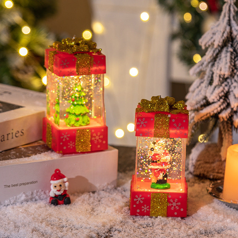 Light-up red gift box Christmas ornament for tree with warm glow Main image