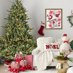 Pre-lit Christmas tree in festive holiday setting