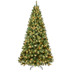 Full green Christmas tree with warm integrated lighting