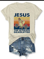 Jesus print on white cotton t-shirt front view