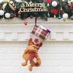 Old man Christmas stocking ornament hanging by fireplace mantle