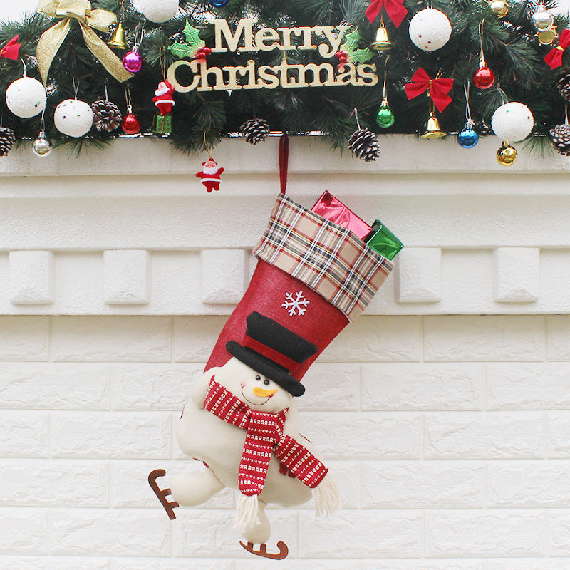 Elk design festive stocking ornament with holiday styling