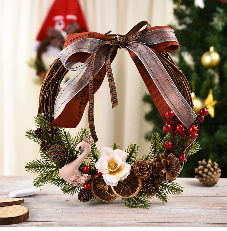 Circular Christmas wreath featuring festive colors and traditional design