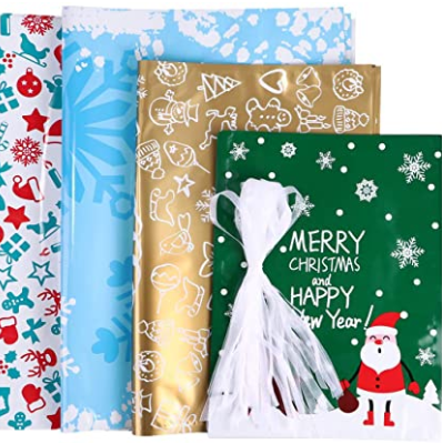 Assorted Christmas foil gift bag set with multiple pouches