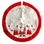 Red and white flannel Christmas tree skirt with classic holiday design